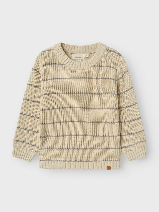 Lil' Atelier Mini EMLEN LS KNIT STRIPES - Turtledove | Torgunns Barneklær AS