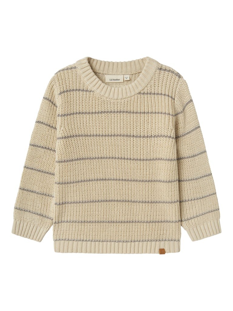 Lil' Atelier Mini EMLEN LS KNIT STRIPES - Turtledove | Torgunns Barneklær AS