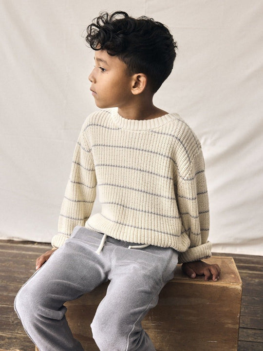 Lil' Atelier Mini EMLEN LS KNIT STRIPES - Turtledove | Torgunns Barneklær AS