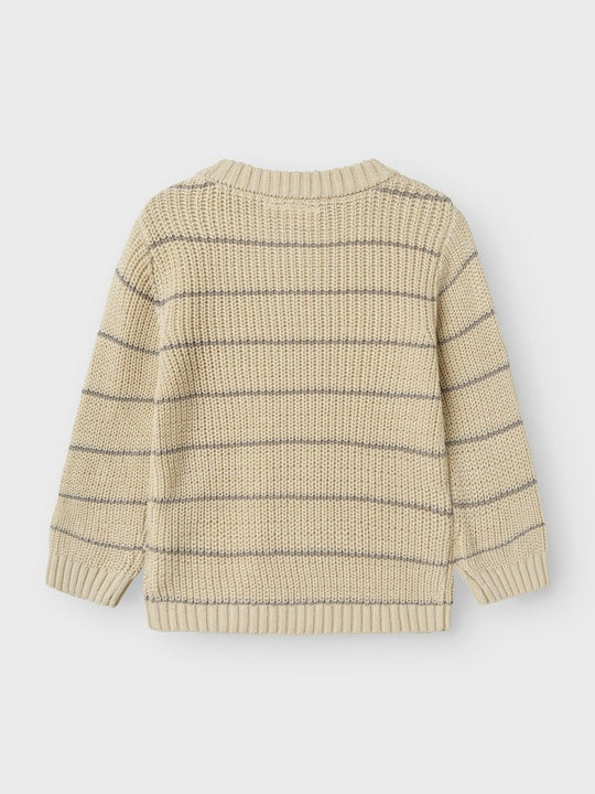 Lil' Atelier Mini EMLEN LS KNIT STRIPES - Turtledove | Torgunns Barneklær AS