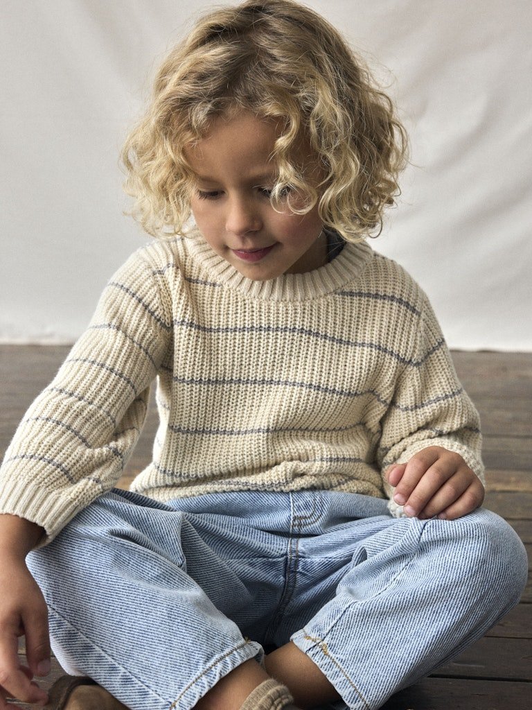 Lil' Atelier Mini EMLEN LS KNIT STRIPES - Turtledove | Torgunns Barneklær AS