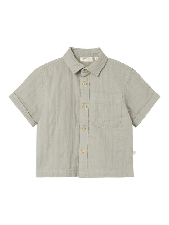Lil' Atelier Mini FELIX SS LOOSE SHIRT - Forest Fog | Torgunns Barneklær AS