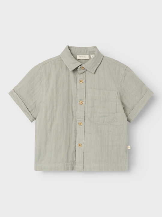 Lil' Atelier Mini FELIX SS LOOSE SHIRT - Forest Fog | Torgunns Barneklær AS