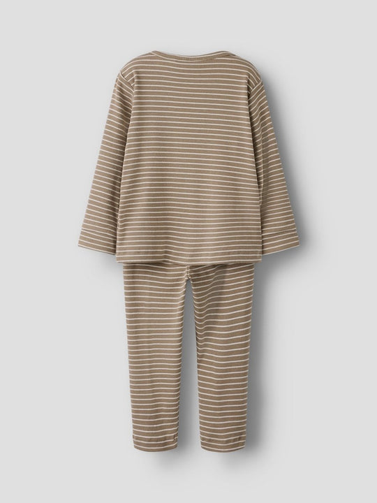 Lil' Atelier Mini GAGO LS NIGHT SET - Sepia Tint Stripes | Torgunns Barneklær AS