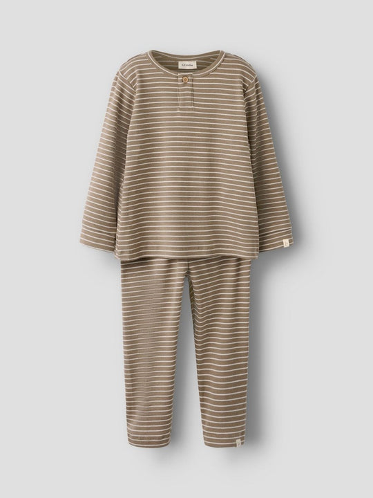 Lil' Atelier Mini GAGO LS NIGHT SET - Sepia Tint Stripes | Torgunns Barneklær AS