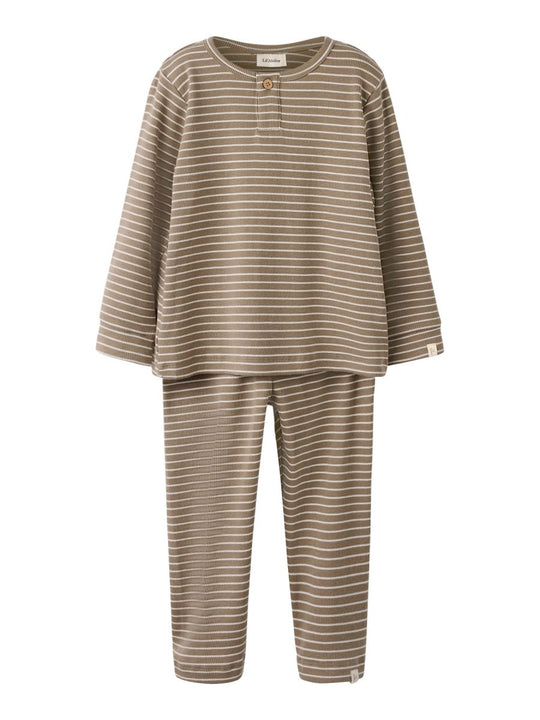 Lil' Atelier Mini GAGO LS NIGHT SET - Sepia Tint Stripes | Torgunns Barneklær AS
