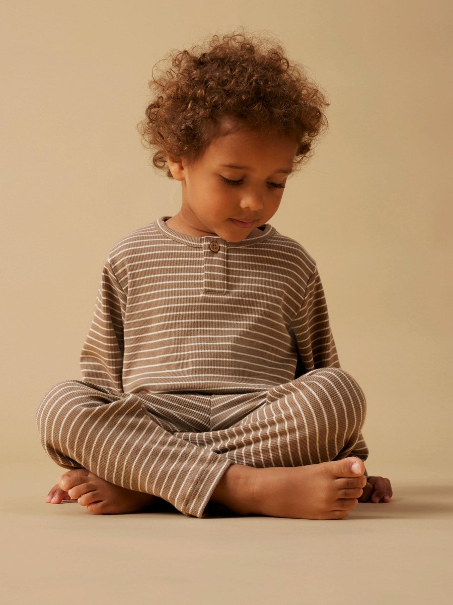 Lil' Atelier Mini GAGO LS NIGHT SET - Sepia Tint Stripes | Torgunns Barneklær AS