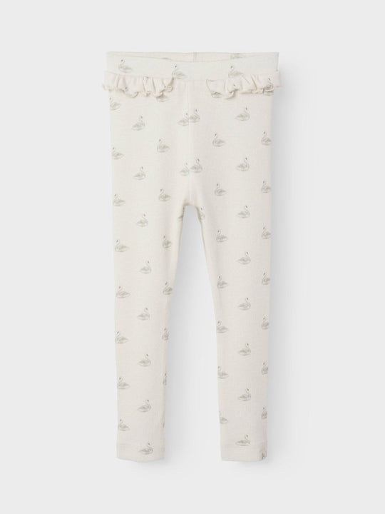 Lil' Atelier Mini GAVO EFI SLIM LEGGING NOOS - Pastel Parchment | SWAN | Torgunns Barneklær AS