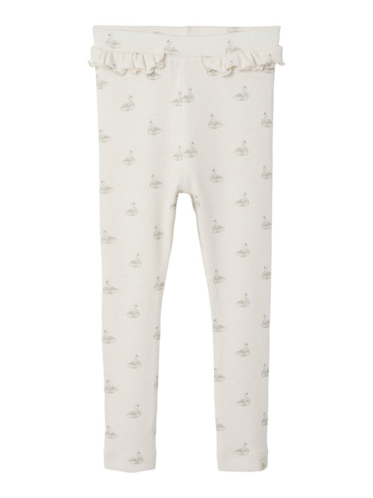 Lil' Atelier Mini GAVO EFI SLIM LEGGING NOOS - Pastel Parchment | SWAN | Torgunns Barneklær AS