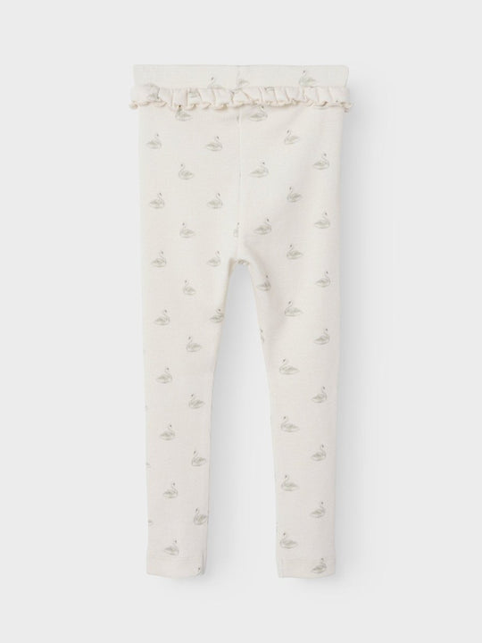 Lil' Atelier Mini GAVO EFI SLIM LEGGING NOOS - Pastel Parchment | SWAN | Torgunns Barneklær AS
