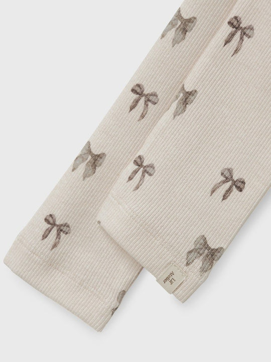 Lil' Atelier Mini GAVO EFI SLIM LEGGING NOOS - Silver Peony | BOW | Torgunns Barneklær AS