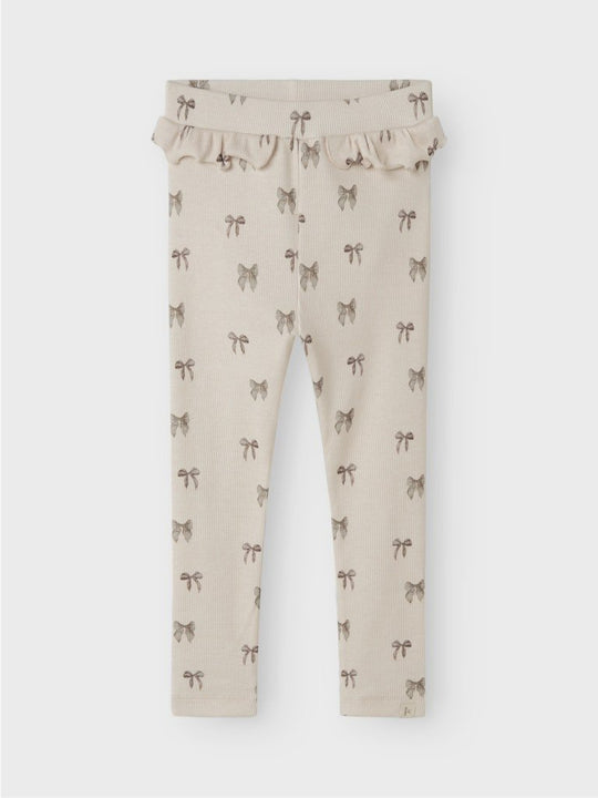 Lil' Atelier Mini GAVO EFI SLIM LEGGING NOOS - Silver Peony | BOW | Torgunns Barneklær AS