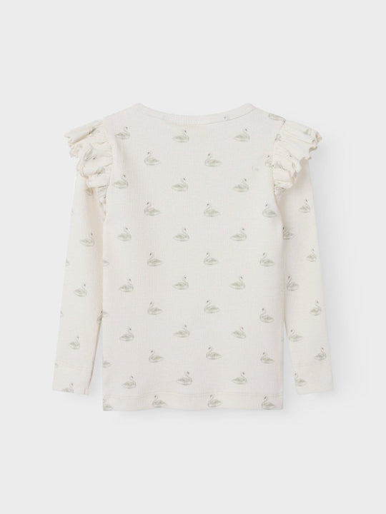 Lil' Atelier Mini GAVO EKO LS SLIM TOP NOOS - Pastel Parchment | SWAN | Torgunns Barneklær AS