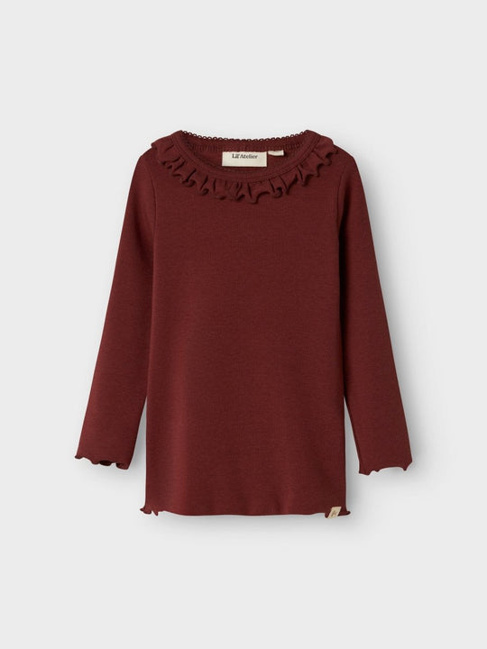 Lil' Atelier Mini GAYO KOJ LS SLIM TOP - Hot Chocolate | Torgunns Barneklær AS