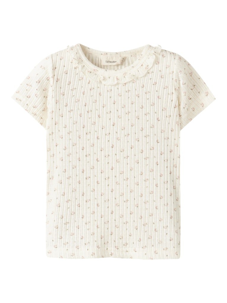 Lil' Atelier Mini HULLA HUA SS SLIM TOP - Coconut Milk | Torgunns Barneklær AS
