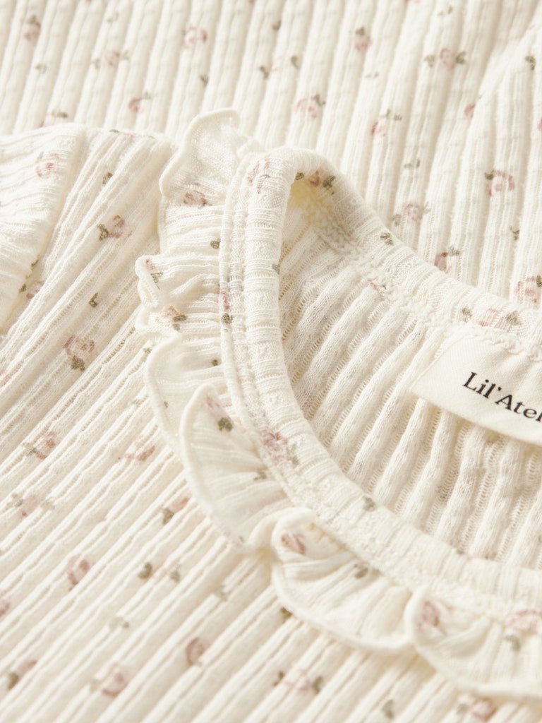 Lil' Atelier Mini HULLA HUA SS SLIM TOP - Coconut Milk | Torgunns Barneklær AS