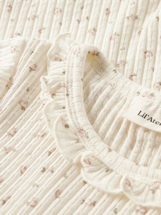 Lil' Atelier Mini HULLA HUA SS SLIM TOP - Coconut Milk | Torgunns Barneklær AS