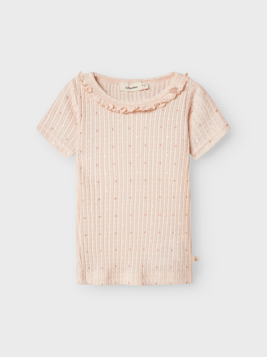 Lil' Atelier Mini HULLA HUA SS SLIM TOP - Peach Blush | Torgunns Barneklær AS