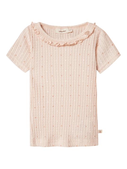 Lil' Atelier Mini HULLA HUA SS SLIM TOP - Peach Blush | Torgunns Barneklær AS