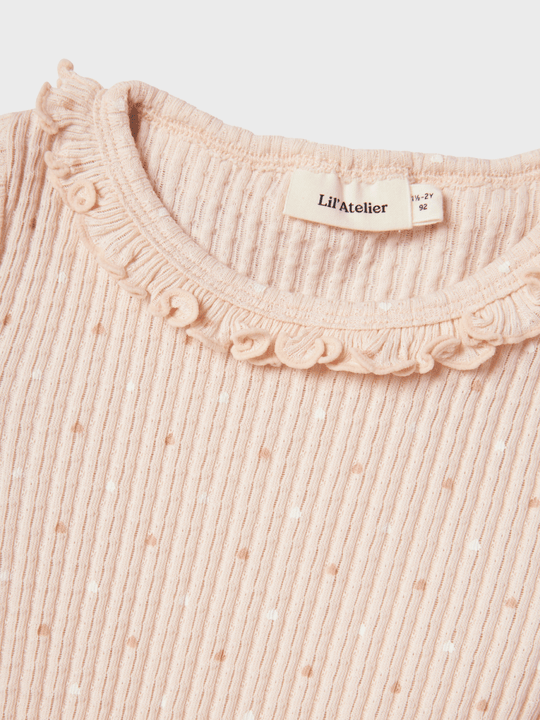Lil' Atelier Mini HULLA HUA SS SLIM TOP - Peach Blush | Torgunns Barneklær AS