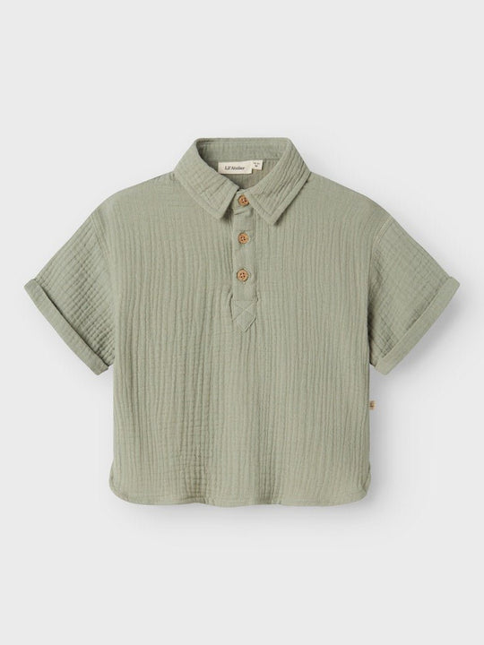 Lil' Atelier MINI JANU SS LOOSE SHIRT - Seagrass | Torgunns Barneklær AS