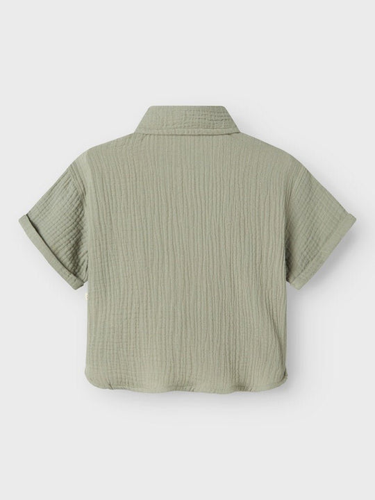 Lil' Atelier MINI JANU SS LOOSE SHIRT - Seagrass | Torgunns Barneklær AS
