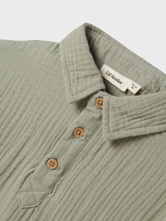 Lil' Atelier MINI JANU SS LOOSE SHIRT - Seagrass | Torgunns Barneklær AS