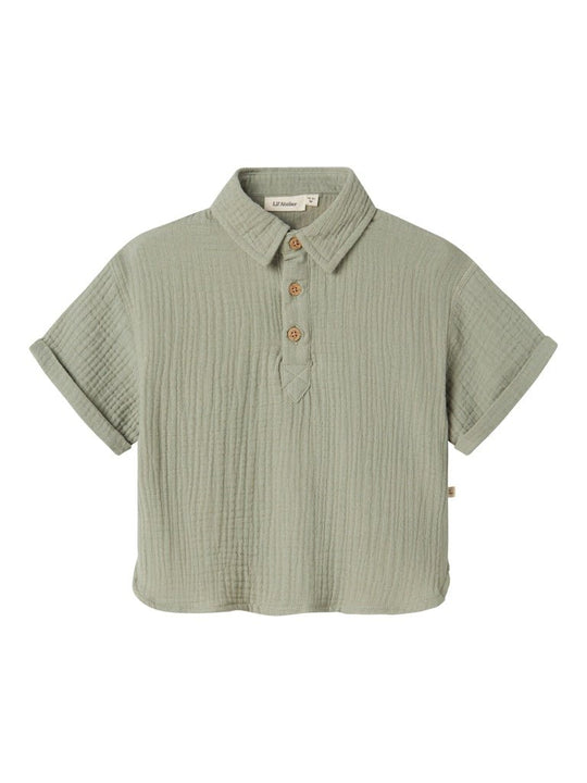Lil' Atelier MINI JANU SS LOOSE SHIRT - Seagrass | Torgunns Barneklær AS