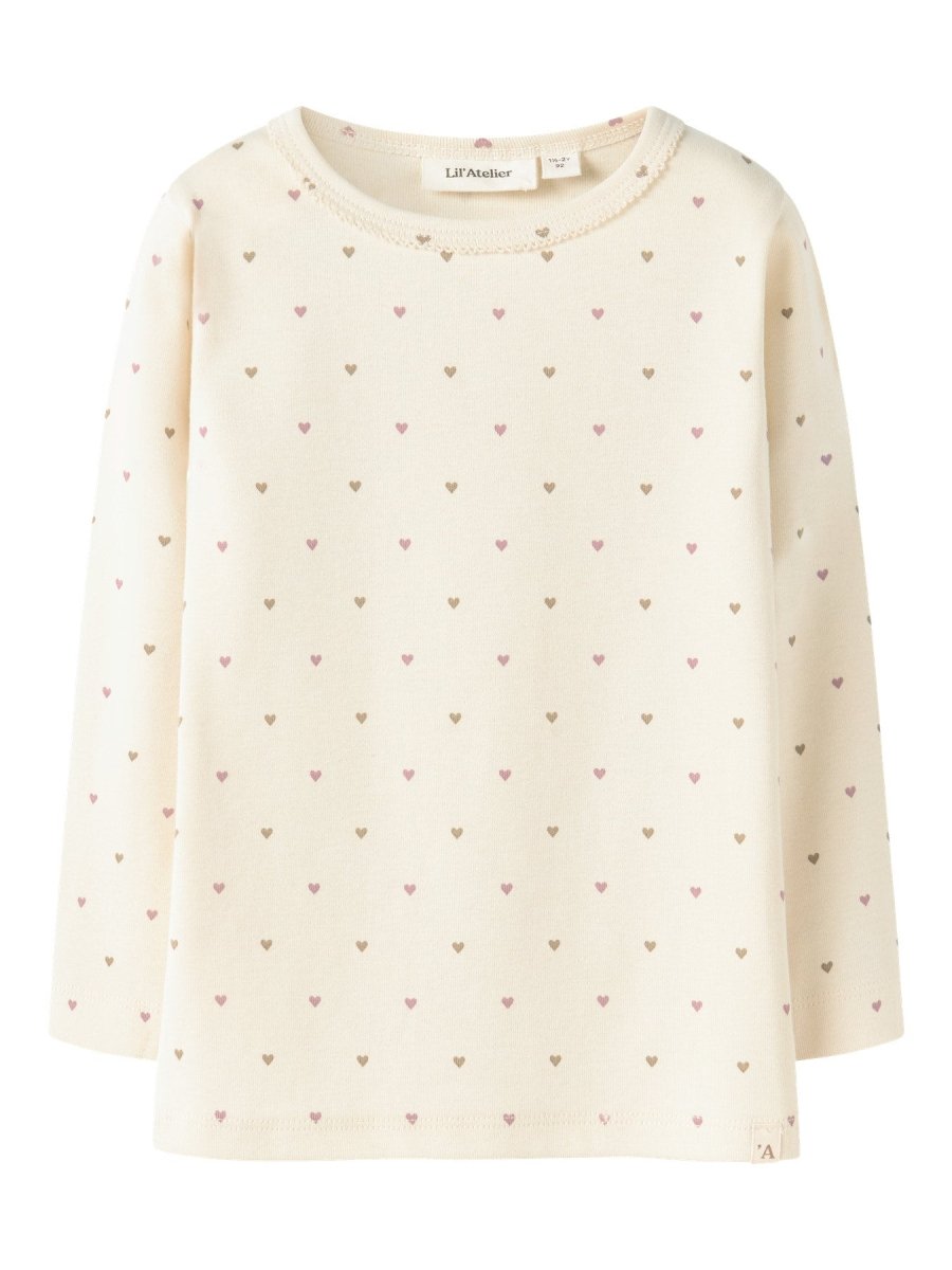 Lil' Atelier Mini LALO TIG LS SLIM TOP - Turtledove | HEART | Torgunns Barneklær AS