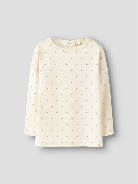 Lil' Atelier Mini LALO TIG LS SLIM TOP - Turtledove | HEART | Torgunns Barneklær AS