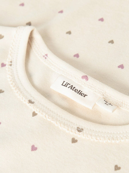 Lil' Atelier Mini LALO TIG LS SLIM TOP - Turtledove | HEART | Torgunns Barneklær AS