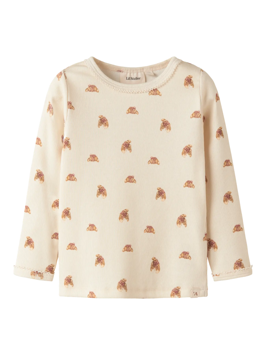 Lil' Atelier Mini LAVO EGI LS SLIM TOP - Turtledove | CROISSANT | Torgunns Barneklær AS