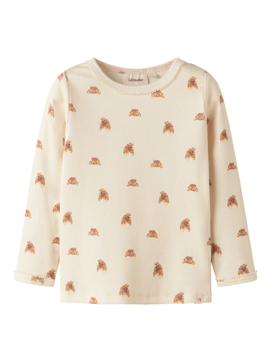 Lil' Atelier Mini LAVO EGI LS SLIM TOP - Turtledove | CROISSANT | Torgunns Barneklær AS