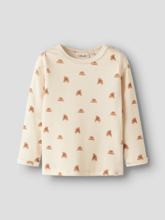 Lil' Atelier Mini LAVO EGI LS SLIM TOP - Turtledove | CROISSANT | Torgunns Barneklær AS