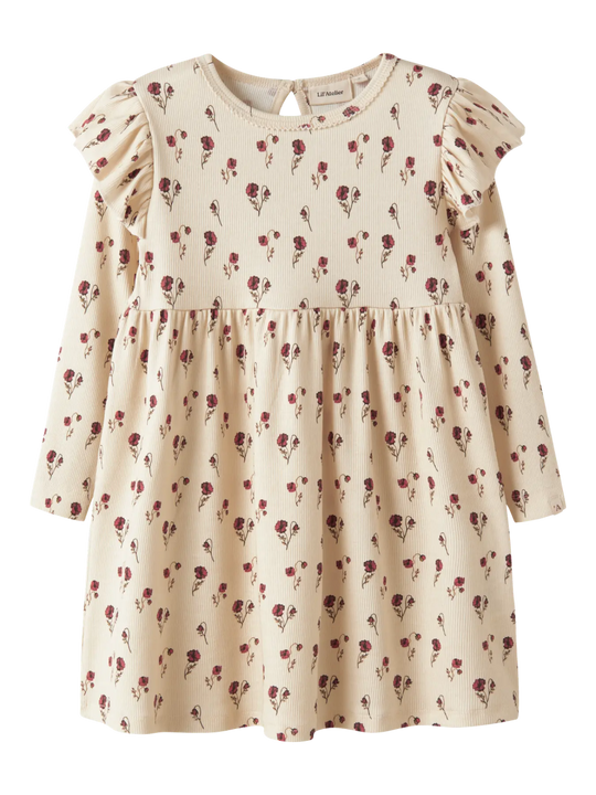 Lil' Atelier Mini LAVO EKK LS DRESS - Turtledove | Torgunns Barneklær AS