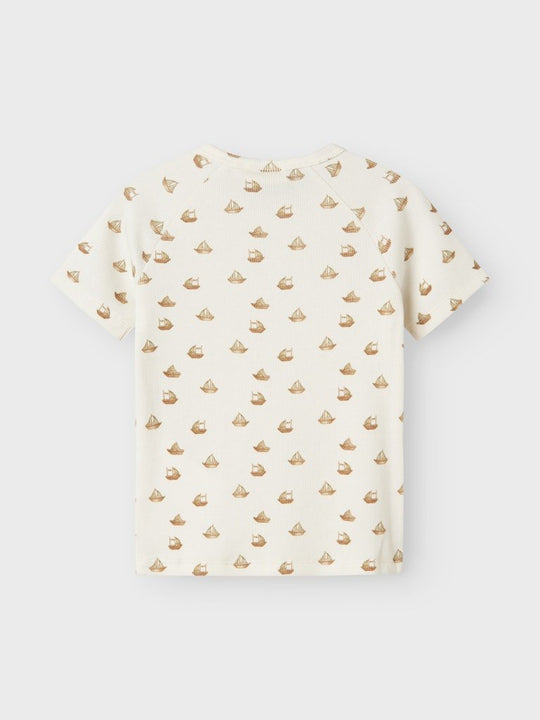 Lil' Atelier Mini LAVO ENI SS SLIM TOP - Coconut Milk | Boat | Torgunns Barneklær AS