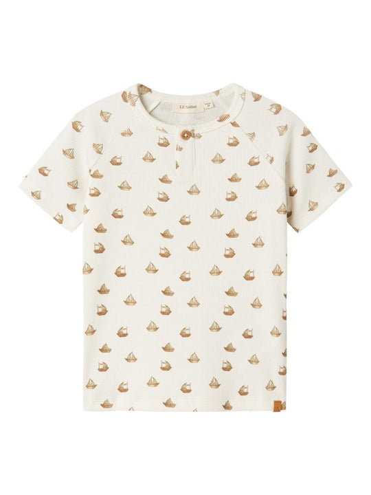 Lil' Atelier Mini LAVO ENI SS SLIM TOP - Coconut Milk | Boat | Torgunns Barneklær AS