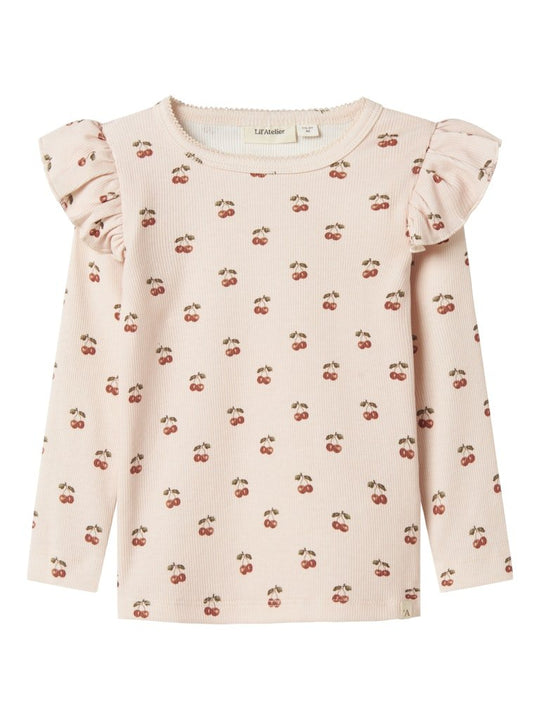 Lil' Atelier Mini LAVO EVE LS SLIM TOP - Silver Peony | CHERRY | Torgunns Barneklær AS