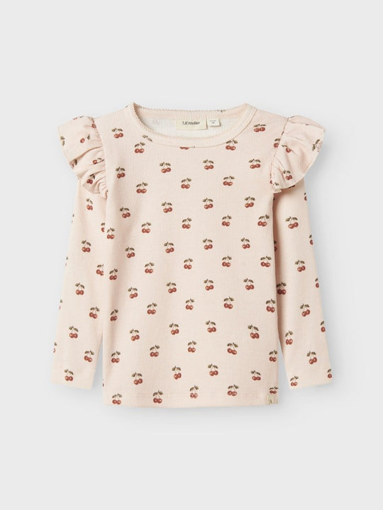 Lil' Atelier Mini LAVO EVE LS SLIM TOP - Silver Peony | CHERRY | Torgunns Barneklær AS