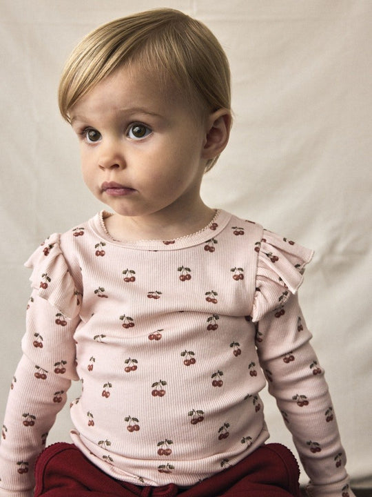 Lil' Atelier Mini LAVO EVE LS SLIM TOP - Silver Peony | CHERRY | Torgunns Barneklær AS