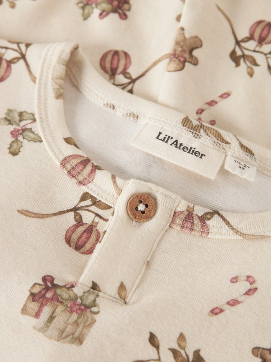Lil' Atelier Mini LAYO GIT LS NIGHTSET - Turtledove | CHRISTMAS | Torgunns Barneklær AS