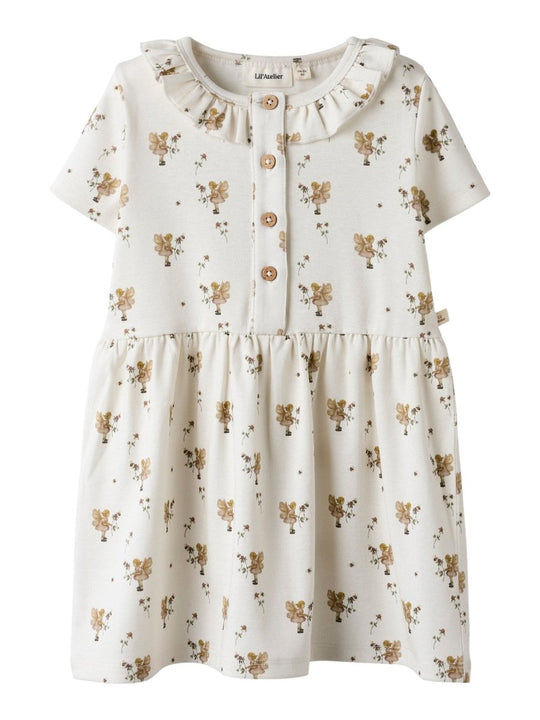 Lil' Atelier Mini LAYO LOA SS DRESS - Coconut Milk | FAIRY | Torgunns Barneklær AS