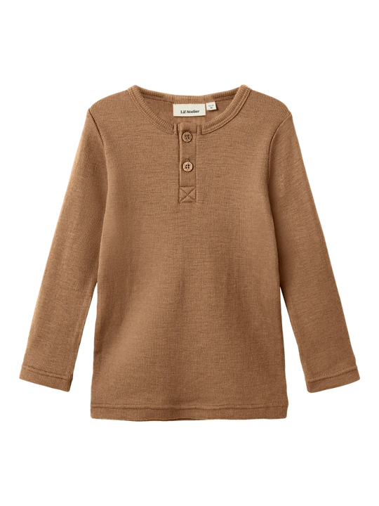 Lil' Atelier Mini NOEL NEB WOOL LS SLIM TOP - Tigers Eye | Torgunns Barneklær AS