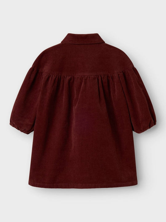 Lil' Atelier Mini OBERT LOOSE LS CORD DRESS - Hot Chocolate | Torgunns Barneklær AS