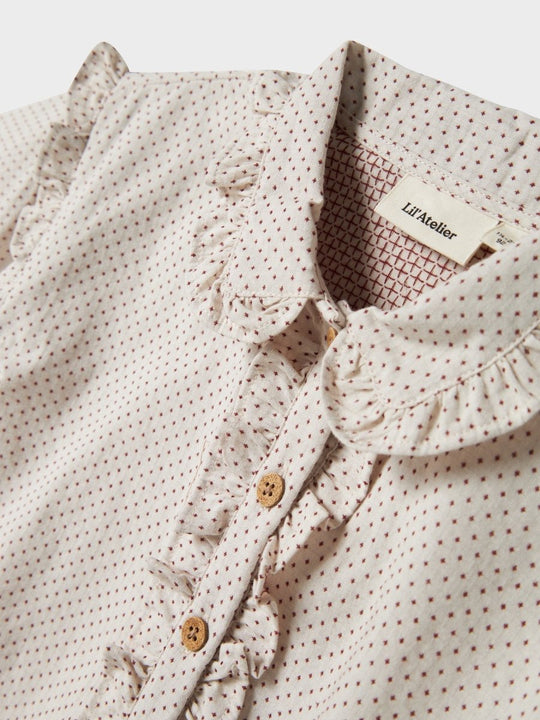 Lil' Atelier Mini OLENA LS LOOSE SHIRT - Pastel Parchment | Torgunns Barneklær AS