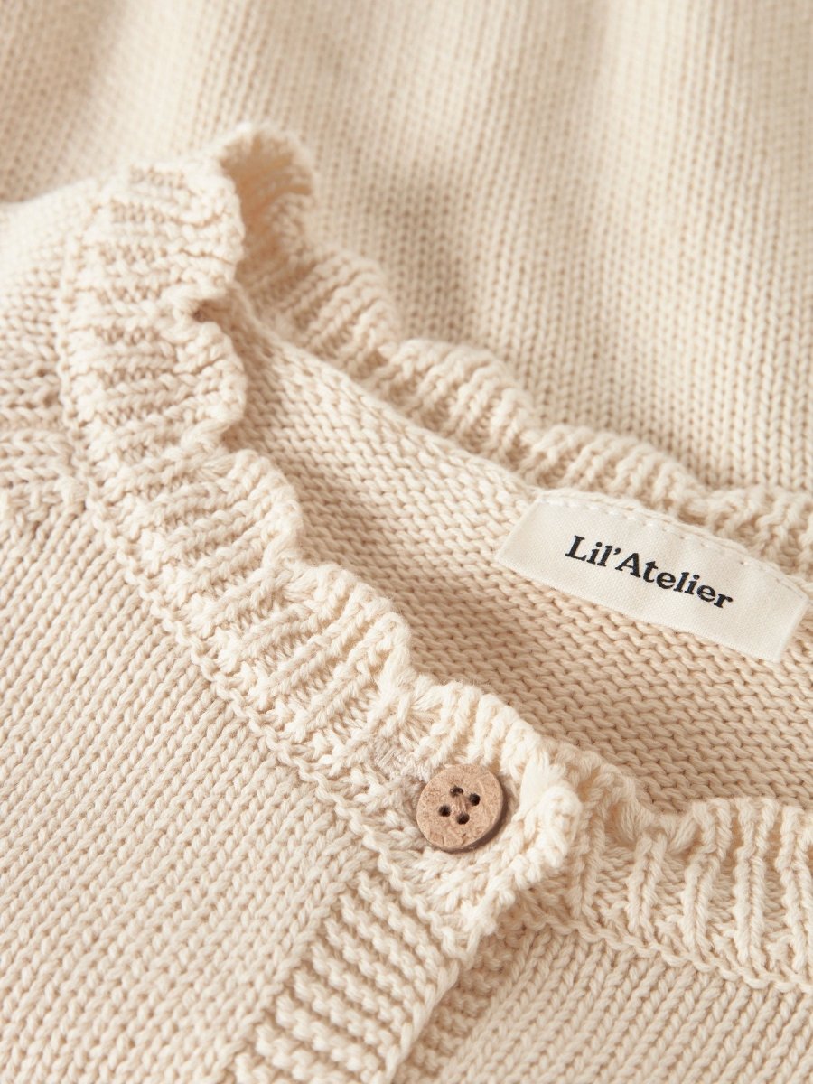 Lil' Atelier Mini RAMLA LS SHORT KNIT CARDIGAN - Turtledove | Torgunns Barneklær AS