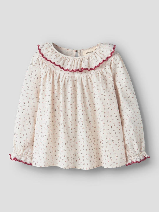 Lil' Atelier Mini RASIA LS LOOSE SHIRT - Turtledove | Red Dahlia | Torgunns Barneklær AS