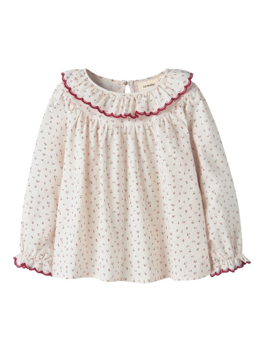 Lil' Atelier Mini RASIA LS LOOSE SHIRT - Turtledove | Red Dahlia | Torgunns Barneklær AS