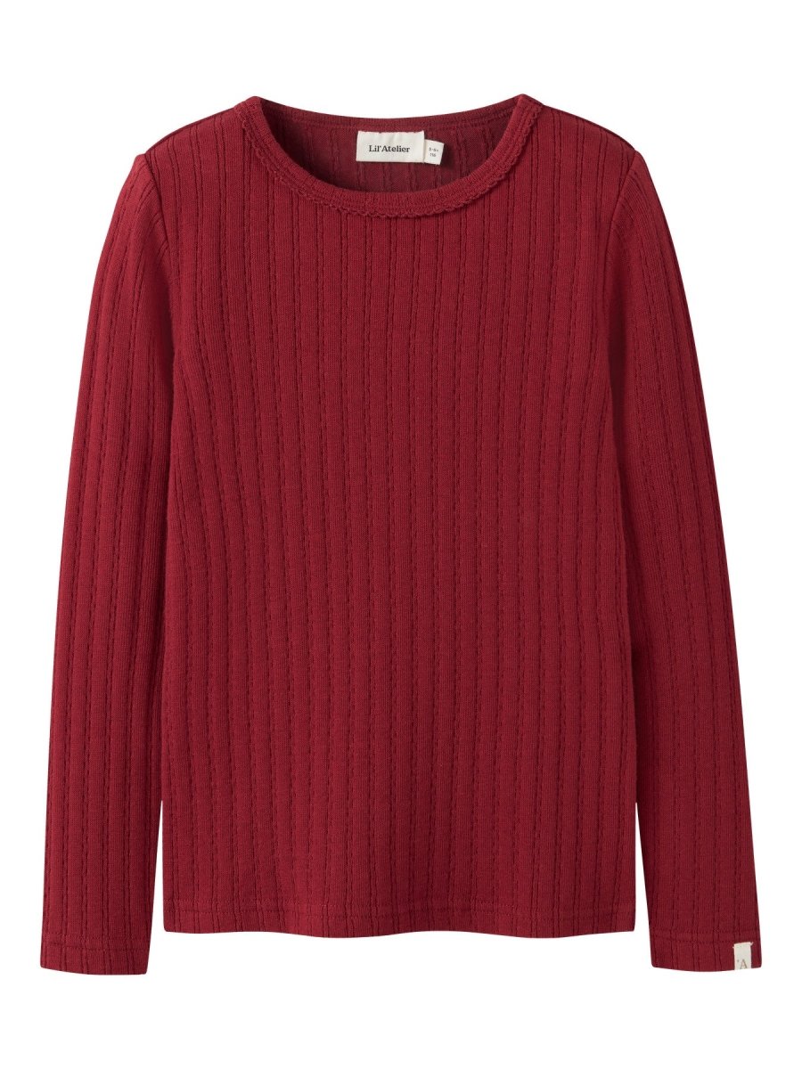 Lil' Atelier Mini RITA SIG LS SLIM TOP - Red Dahlia | Torgunns Barneklær AS