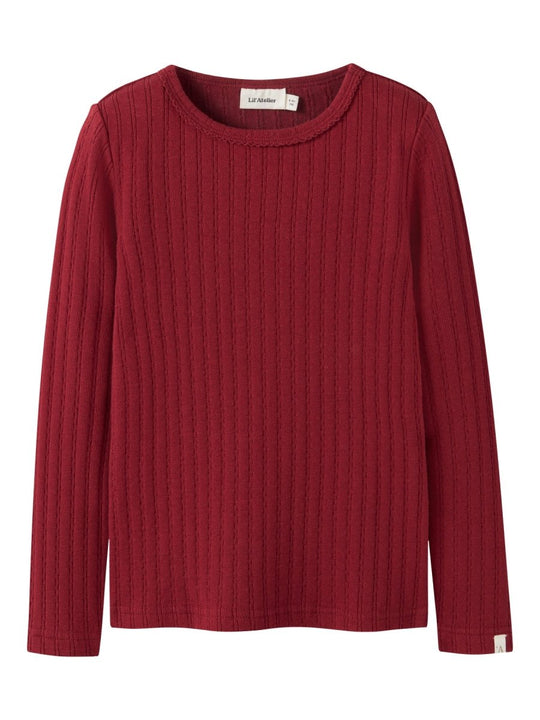 Lil' Atelier Mini RITA SIG LS SLIM TOP - Red Dahlia | Torgunns Barneklær AS